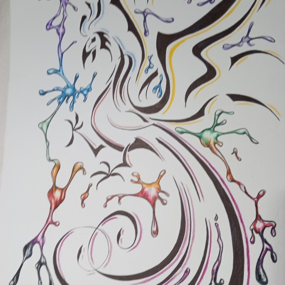 Prison art "phoenix splat" colored pencil drawing of a phoenix splat wit… - Picture 2 of 3